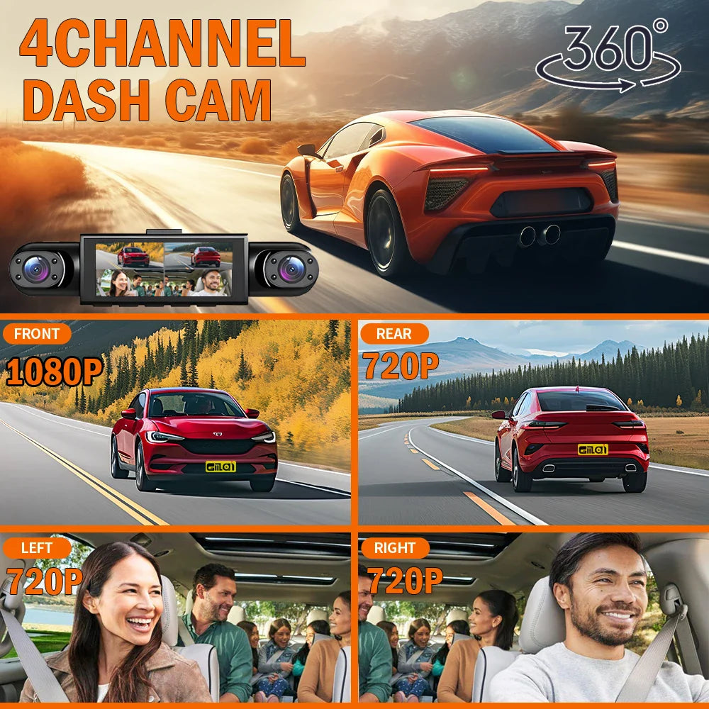 360° Car Dash Cam with Night Vision