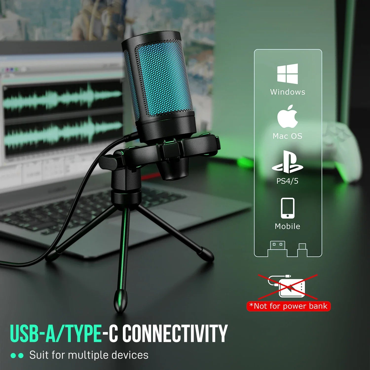 AmpliGame RGB Gaming Mic