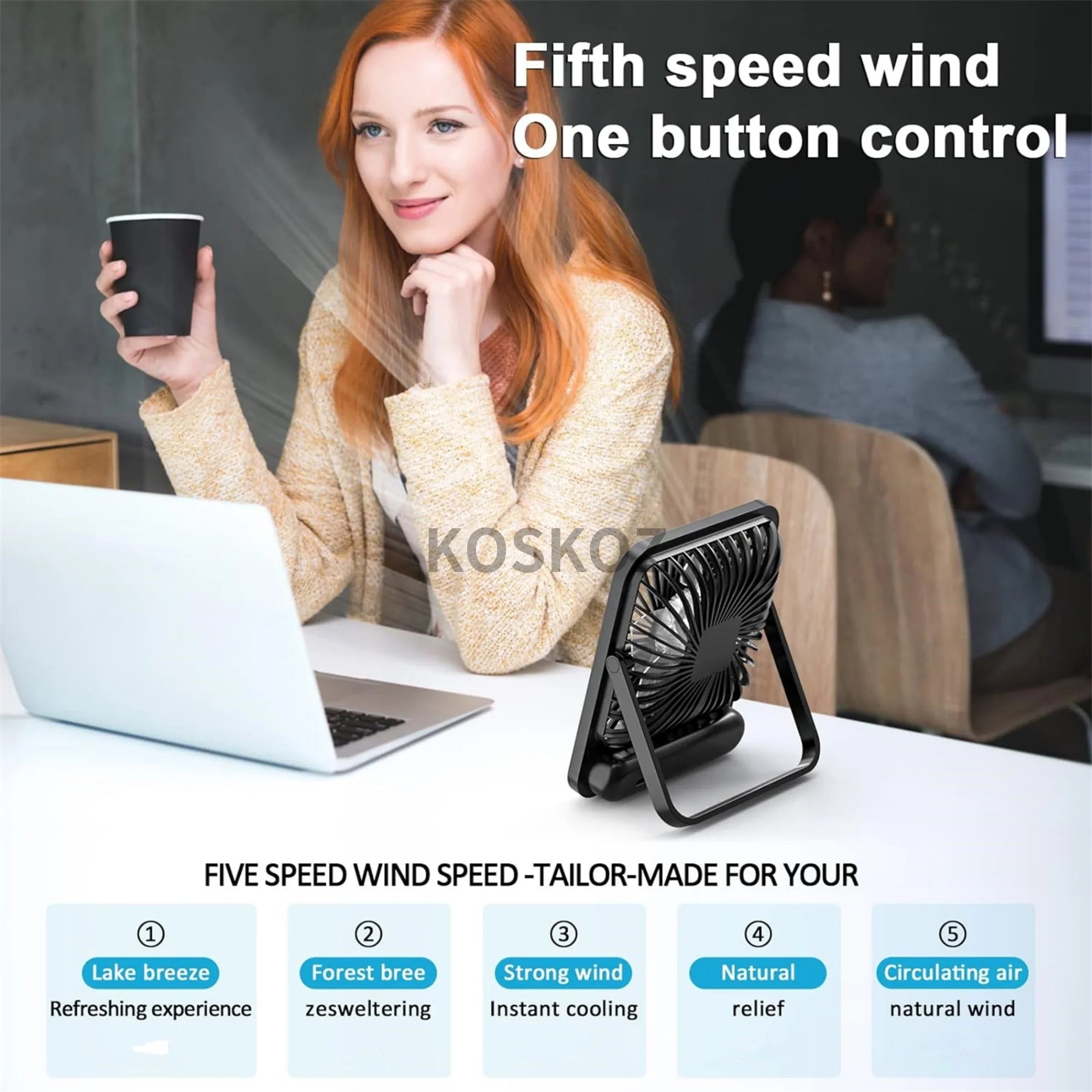 WhisperSoft USB Desk Fan